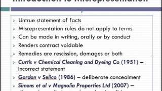 Misrepresentation Lecture 1 of 4 [upl. by Matheny]